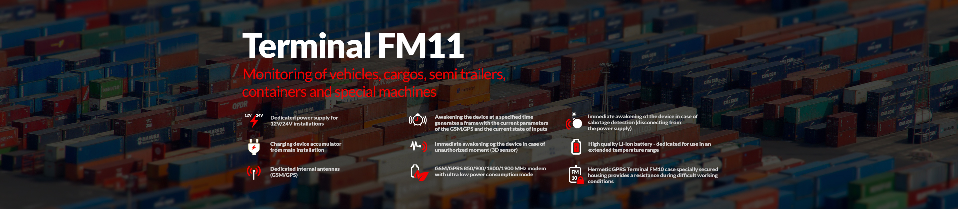 GPRS Terminal FM11 - monitoring of vehicles, cargo, containers, special vehicles